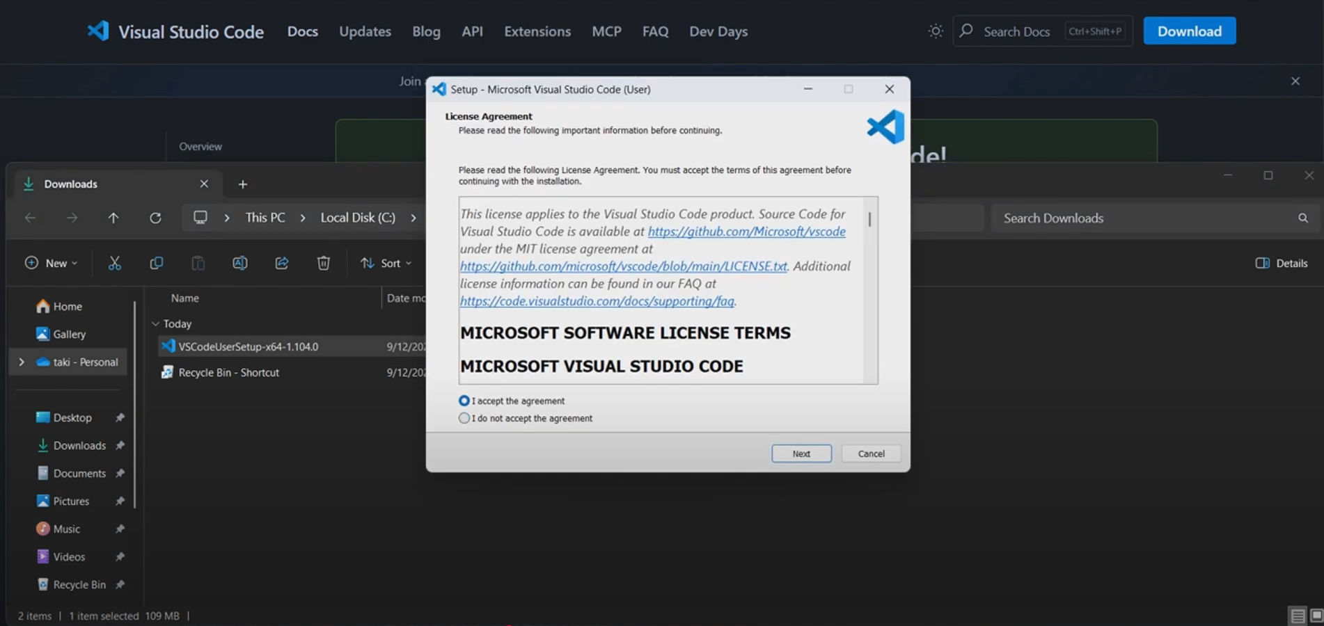 VS Code license agreement
